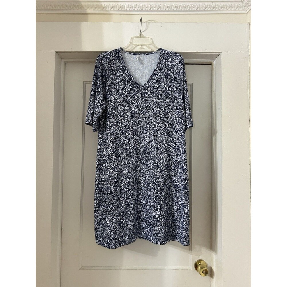 LULU B  Women’s Size XL Blue Dress UPF50+ Beach Tropical Short Sleeve Resort